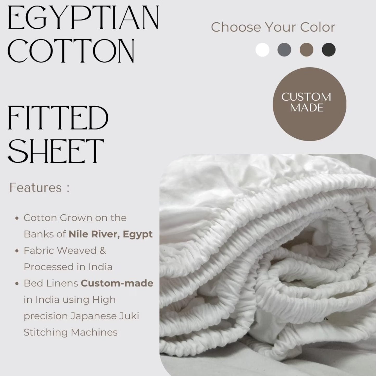 Custom Fitted Sheet Set, 400TC Egyptian Cotton Sateen