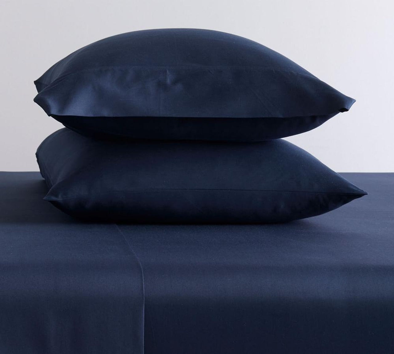 Essential Navy Blue Fitted Sheet Luxe Cotton Sateen Bundle