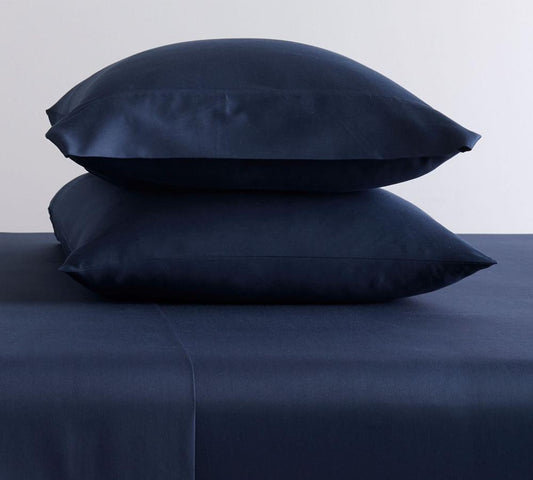 Essential Navy Blue Fitted Sheet Luxe Cotton Sateen Bundle