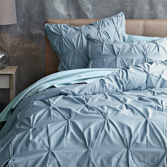 Light Blue Pintuck Luxe Cotton Sateen Bundle